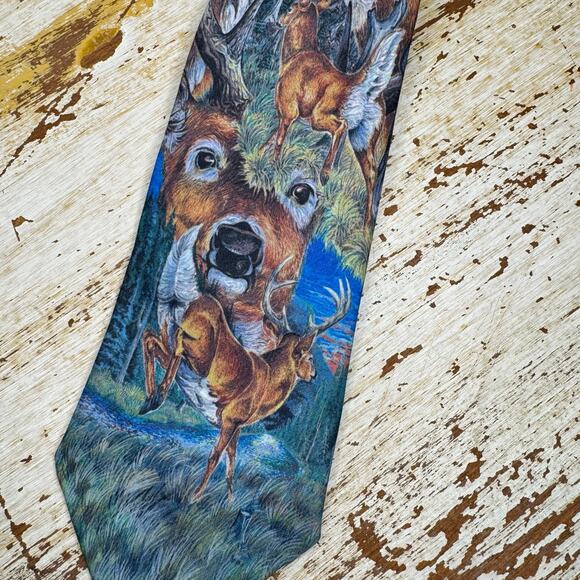 Ralph Marlin Deer Hunting Woods Vintage 1988 Neck Tie One Size - Picture 2 of 8